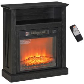 HOMCOM 27" Electric Fireplace with Mantel Surround, 1400W Replaceable Fireplace Insert Heater with Realistic Log and Flame Effect, Remote Control
