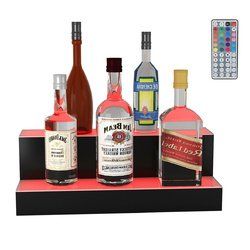 2 Step LED Lighted Liquor Bottle Display Shelf