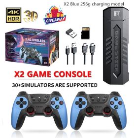 X2 Blue Game Console 4K Double Connection Battle Wireless (Option: X2 Blue 256g charging model-USB)