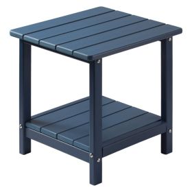 Outdoor Side Table, 17.72W x 14.96D x 17.32H Inch, Double Layer HDPE Outside End Table for Easy Maintenance, Withstand Harsh Weather, Fit for Pat (Color: Navy Blue)