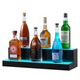 VEVOR LED Lighted Liquor Bottle Display Bar Shelf RF & App Control 24" 2-Step (Number of Layers: 2 Layers, Length: 24 in (New))